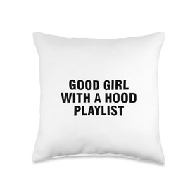 Good Girl With A Hood Playlist Throw Pillow