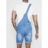 Runcati Mens Denim Shorts Bib Overall Jean Romper Casual Loose