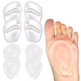 4 Paar Vorfußpolster, Wiederverwendbares Ballenpolster Vorfuß, Gel Metatarsal Pad Einlegesohlen, Fußkissen für Fußballen Hornhautkissen