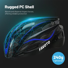 Favoto Bicycle Helmet for Adults Bicycle Helmet with Removable Inner Lining Adjustable Road Bike Helmet Scooter Helmet Mountain Bike MTB Helmet for Men Women Black/Blue M (54-58 cm)