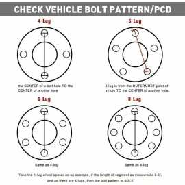 BWA 1 PC 4 LUG TO 5 LUG CONVERSION WHEEL ADAPTER 4X4.5 TO 5x4.5 2" THICK M12x1.5