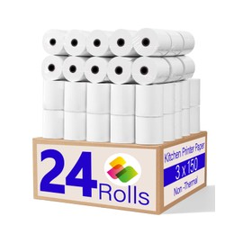 Star SP700 Kitchen Printer Paper (24 Rolls) 3" x 150' 1 Ply Bond (Non -Thermal) Receipt Paper POS Cash Register Paper for TMU200 SRP275 from 3000LABELS DIRECT