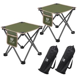 Opliy Camping Stool 2 Pack,13.5 Inch Portable Folding Stool for Outdoor Gardening and Beach Hiking Fishing,Foot Stool with Carry Bag (Green)