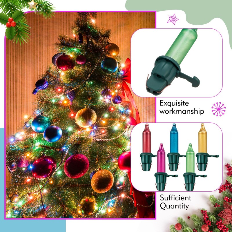 Mudder 60 Count Christmas Replacement Mini Light Bulbs with Base