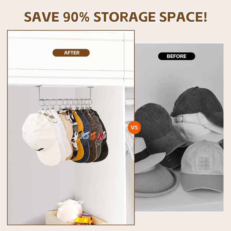 Hat Rack Wall Cap Organizer - Baseball Hat Racks Display