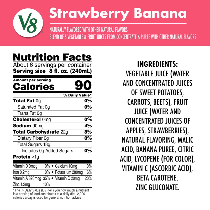 V8 Blends 100% Juice Strawberry Banana Juice, 46 fl oz