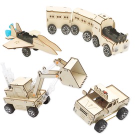 4 in 1 STEM Toys-Science Kits for Kids Age 8-12, Wooden Puzzles Toys for Ages 8-13 Boys, Aducational Building Toys 3D Puzzles Crafts for Kids (Vehicle_2)