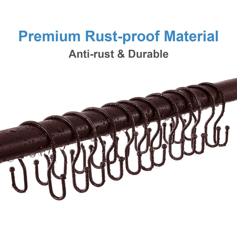 24 Pack Double Shower Curtain Hooks Rings, TENOVEL Double Sided