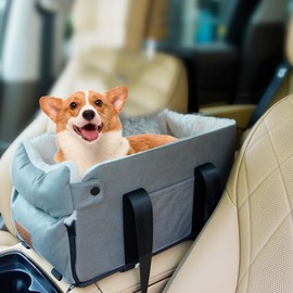 Dog Car Seat for Small Dogs Console Dog Booster Seat Detachable Washable Center Console Interactive Pet Car Seats Armrest Booster Seat for Puppy Cats Pets Up to 13.5lbs