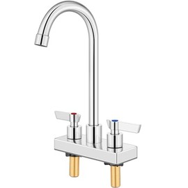 Bar Sink Faucet 4 Inch Center Deck Mount,2 Hole Prep Sink Faucet Dual Handles Commercial Utility Laundry Kitchen,Polished Chrome
