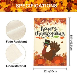 Thanksgiving Garden Flag Double Sided, Weather Resistant Pumpkin Turkey Yard Flag Burlap Outside Decorative Flag for Patio Lawn Home Courtyard 12x18inch