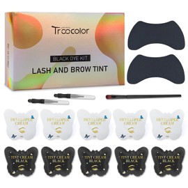 Troocolor 2-in-1 Eyelash & Brow Color Kit - Natural Black Lash Color Effect, Salon-Quality Results, Easy Application for Beginners/Professionals, Lasts 4 Weeks (with black eyepatches)