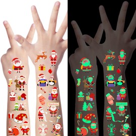 LOMIMOS 240PCS Luminous Christmas Temporary Tattoos for Kids,Christmas Party Favors Glow In The Dark Tattoos Waterproof Stickers For Boys and Girls Stocking Stuffers Xmas Gift Goody Bag Stuffers Bulk