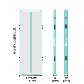 AKSPORT Gymnastics Air Mat Tumble Track Tumbling Mat Inflatable Floor Mats with Air Pump for Home Use/Tumble/Gym/Training/Cheerleading/Parkour/Beach/Park/Water(Mint Green, 9.84ft)