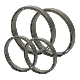 [TITAN MANIA] Titanium Mania Key Ring, Gray, 2 L Size + 2 Small Size, Titanium Key Holder, Motorcycle, Car, Men's, Stylish, Simple, Ultra Lightweight, Durable, Rust Free, Double Ring