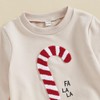 MAHUAOYIXI Toddler Boys Christmas Outfits Candy Cane Embroidery Long Sleeve