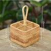 i-lan 2 Pack 4 Section Square Rattan Basket with Handle-Boho