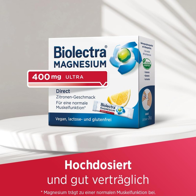 Biolectra Magnesium Direct Sticks Lemon 400 mg Pack of 60: