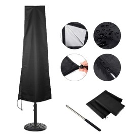 DIODUODA Patio Umbrella Cover Waterproof Umbrella Covers with Zipper Parasol Cover with Push Rod for 7ft to 11ft Garden Outdoor Umbrella-Black