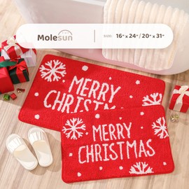 Christmas Bath Mat, Extra Soft Absorbent Bath Rug, Non-Slip Comfortable Bathroom Rug, Carpet for Tub, Shower, Bath Room, Machine Wash Dry, 20"x31", Snowflake