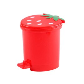 PRETYZOOM Mini Trash Can, Cute Strawberry Trash Can Desktop Rubbish Bin Pop up Garbage Can Strawberry Countertop Wastebasket Tiny Heart Dustbin for Car Office Desk Red