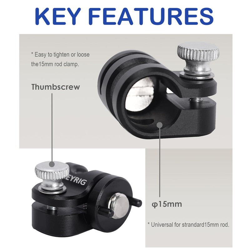 NICEYRIG Ultralight 15mm Rod Clamp Rail Extension for ARRI /