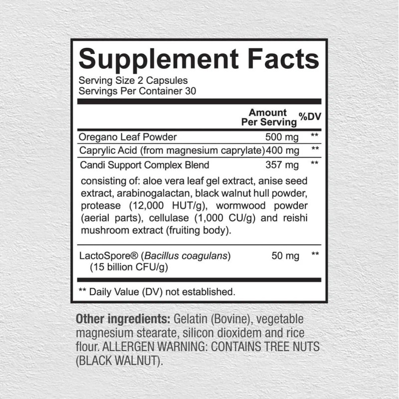 Candida Cleanse Support Con 60 Caps Sunergetic Hecho En Usa