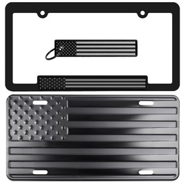 Our Future Nation Black Out American Flag License Plate, Frame, and Key Tag Set