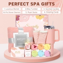 Self Care Gifts for Women, Unique Birthday Gifts for Women, Get Well Soon Basket Care Package Relaxing Spa Gifts Set with Super Soft Cozy Fleece Throw Blanket for Mom Her Best Friend Sister
