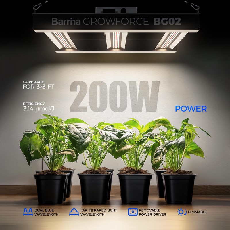 Barrina GrowForce BG02 3 x 3 LED Grow Light, 200W