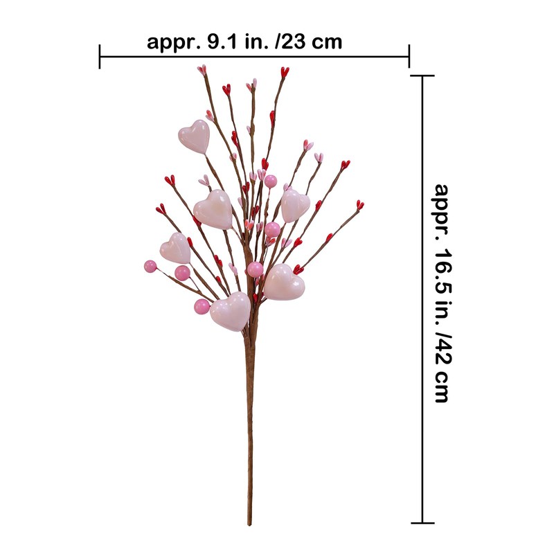 Winlyn 6 Pcs Valentine's Day Heart Berry Picks Blush Pink