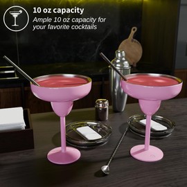 Valentine Vacuum Sealed Margarita Glass with Lid Break-Resistant Stainless Steel Margarita Tumbler for Cocktails Perfect for for Mother's Day Gifting (Pink, Pack of 2)