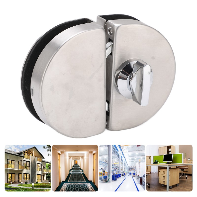 Glass Door Lock 97x65mm Split Type Brushed Polished Surface Replacement