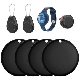 WALLFID Tag (4-Pack) and 4 Holder, Item Finder, Compatible with Apple Find My (iOS Only), Track Your Keys, Wallet, Luggage, Backpack
