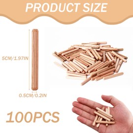 Wooden Dowels Rods M6, 100 Pcs 6mm*50mm Wood Dowel Pins Hardwood Grooved Plugs Natural Fluted Pin Wood Pegs Beveled Ends For Furniture Repair Woodwork Craft Diy Carpentry