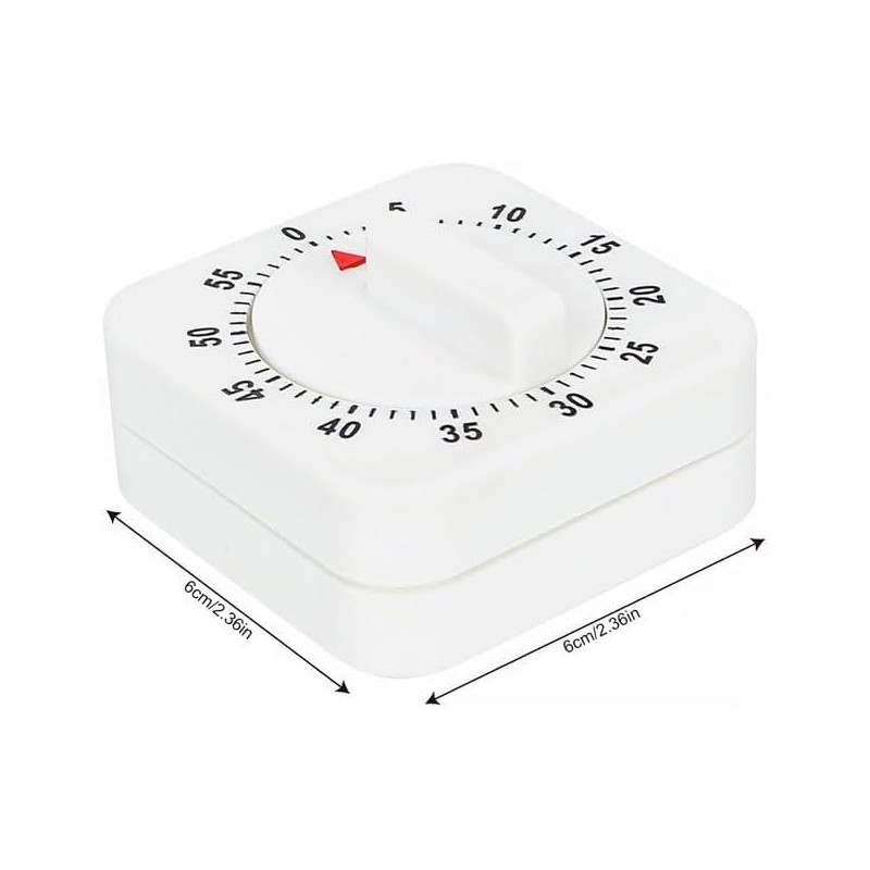 Sluswallow White 60-Minute Mechanical Kitchen Timer Wind Up Timer Visual