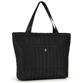 SATINSAINT Large Tote Bag For Women with Zipper, Lightweight Travel Bag, 35L Big Shoulder Tote Bag for Gym, Work and Travel in Black