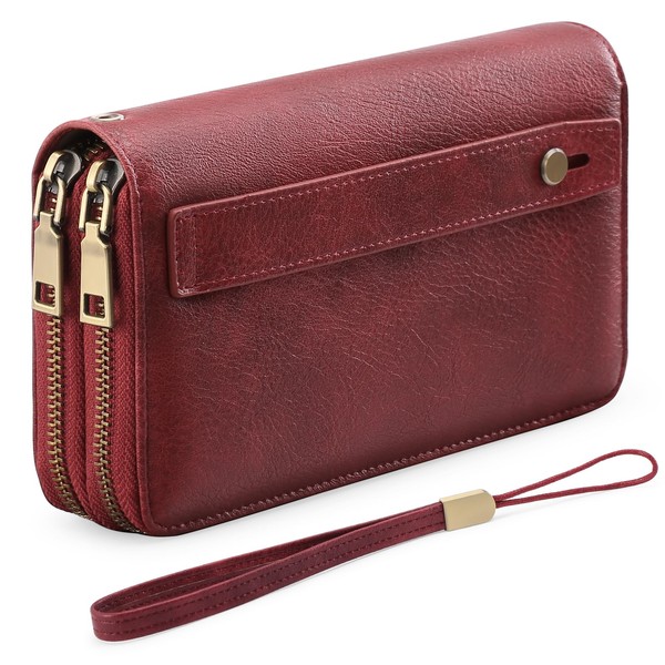 GAEKEAO Wallet for Women Clutch RFID Blocking Leather Wristlet Purse