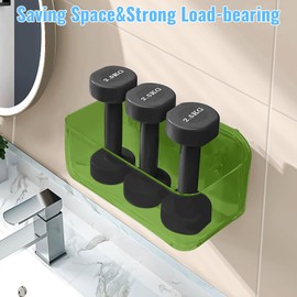 CGBE 2 Packs Cabinet Door Organizer, Acrylic Adhesive Shelf Wall Mounted Storage, Self Adhesive Shower Shelves Without Drilling, Automatic Draining Clear Shower Organizer for Bathroom (Green)