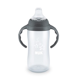 NUK Learner Cup, 10 Ounce, Tritan Gray Star – BPA Free, Spill Proof Sippy Cup