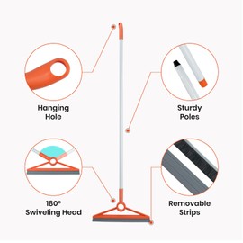 MAVRIZ Air Broom with Removable Rubber Strip and Broom Bristle, Silicone Broom for Indoor Cleaning, Multifunctional Floor Squeegee for Dust, Hair, Liquids