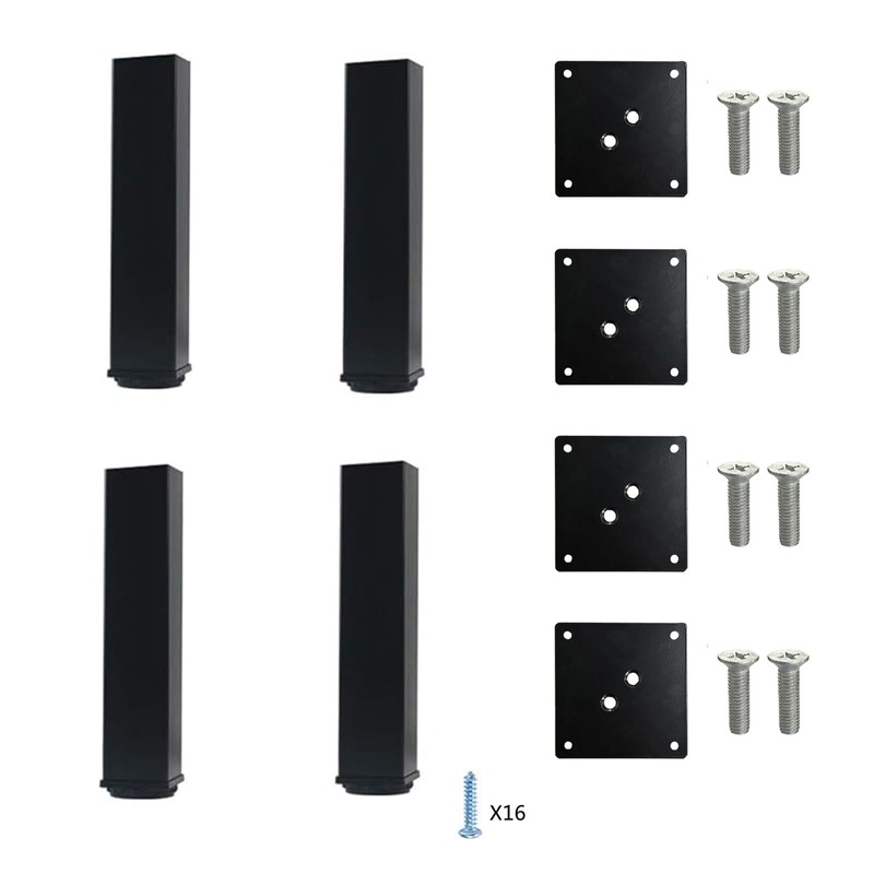 QLLY 8 inch Adjustable Metal Furniture Legs, Square Office Table