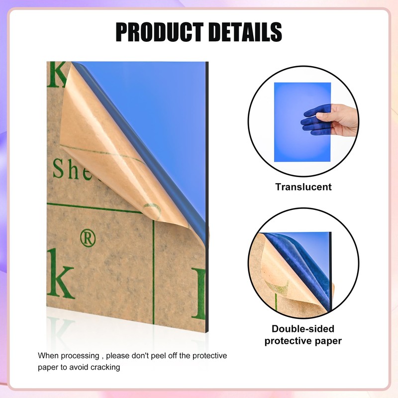 Lesnlok Blue Acrylic Sheets 1/8 inch Thick 3mm 2 Pack