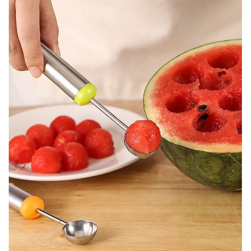 Watermelon Baller Scoop, 2 Pcs Red and Green 8 Inch