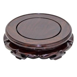 EIGXIANHAI Oriental Furniture Wooden Display Stand Base Lotus Pedestal Vase Base Table Lamp Teapot Base Black Catalpa Furniture Stable Home Decoration Size1 (7.17x1.78in)