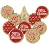 Red and Gold Quinceañera Chocolate Kisses Party Favor Stickers, Mis