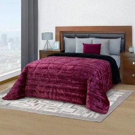Colchas Elefantito Cobertor Borrega Mink Matrimonial Vino Burdeos Color Bordó Diseño de la tela Liso