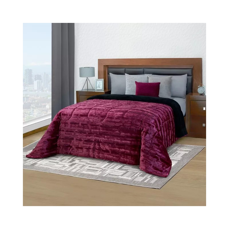 Colchas Elefantito Cobertor Borrega Mink Matrimonial Vino Burdeos Color Bordó
