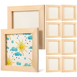 Toyvian Unfinished Wood Frames Diy 12X12CM Wooden Picture Frames, 10 Pcs DIY Photo Crafts Unfinished Wood Picture Frames Wooden Photo Frames