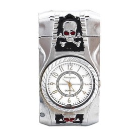 CLBYVGHH Silver Skull Metal Cool Lighter,Jet Torch Flame Windproof Adjustable,Refillable Butane Torch Lighters,Kitchen BBQ Candles,(No Gas)